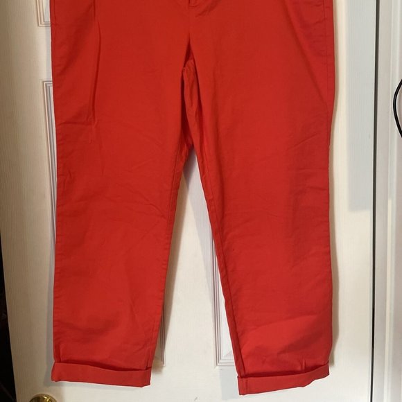 Gap Pants Size 14 Vintage Rolled Crop Red Orange Khaki Stretch - Picture 6 of 6